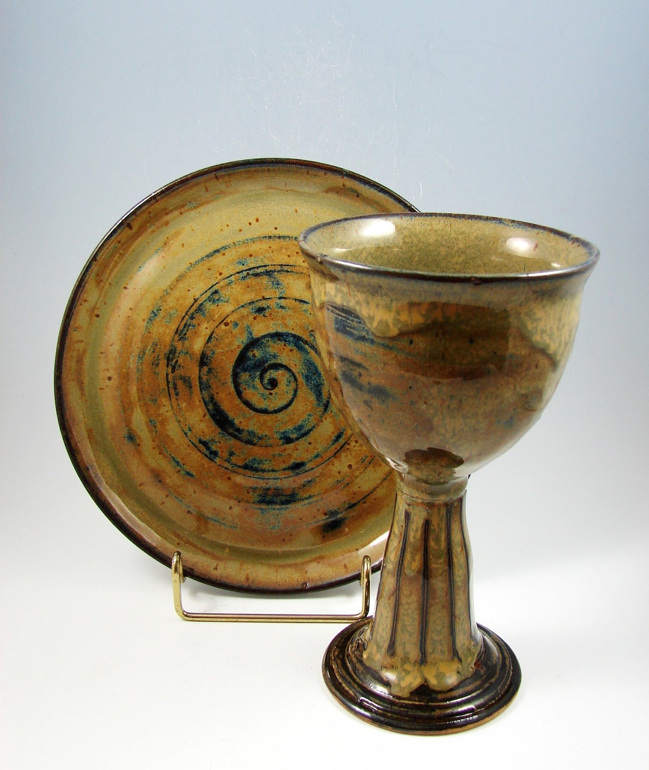 Ceramic Chalice and Paten Set - Custom and Handmade for You - Wheel Thrown Stoneware Pottery for ceremony serving or decoration.