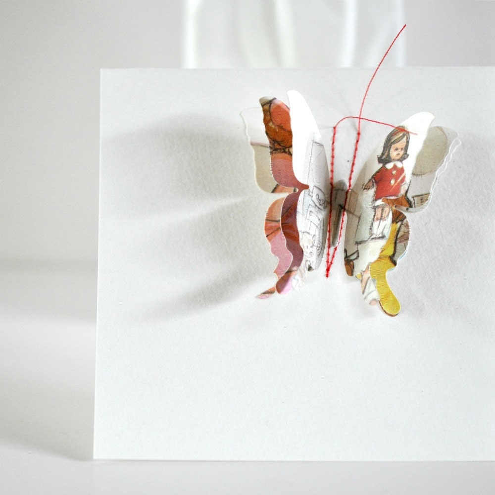 Gift Card Vintage Storybook Doll 3D Butterfly