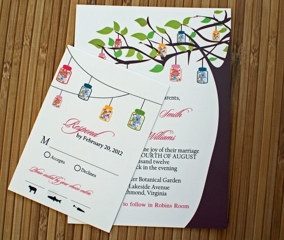 Mason Jar Tree Wedding Invitation Sample From TaylorsPaperie