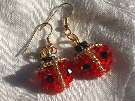 Ladybug earrings red spring summer cute bug