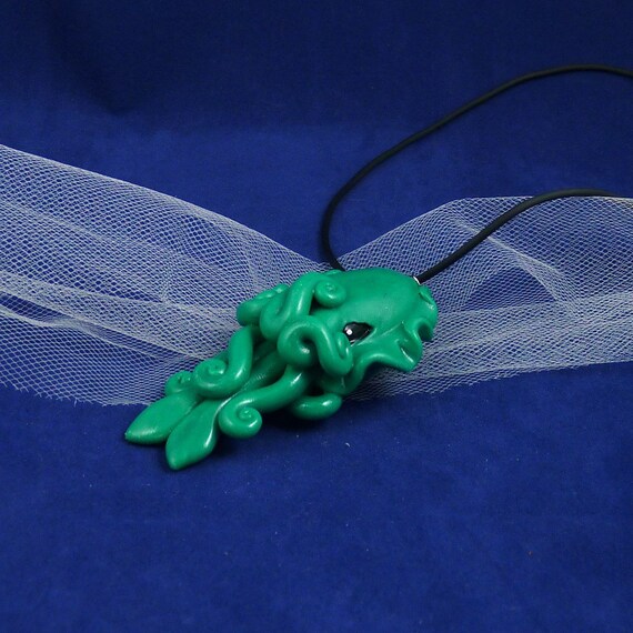 Jade Cuttlefish Necklace - Handmade Polymer Clay Jewelry