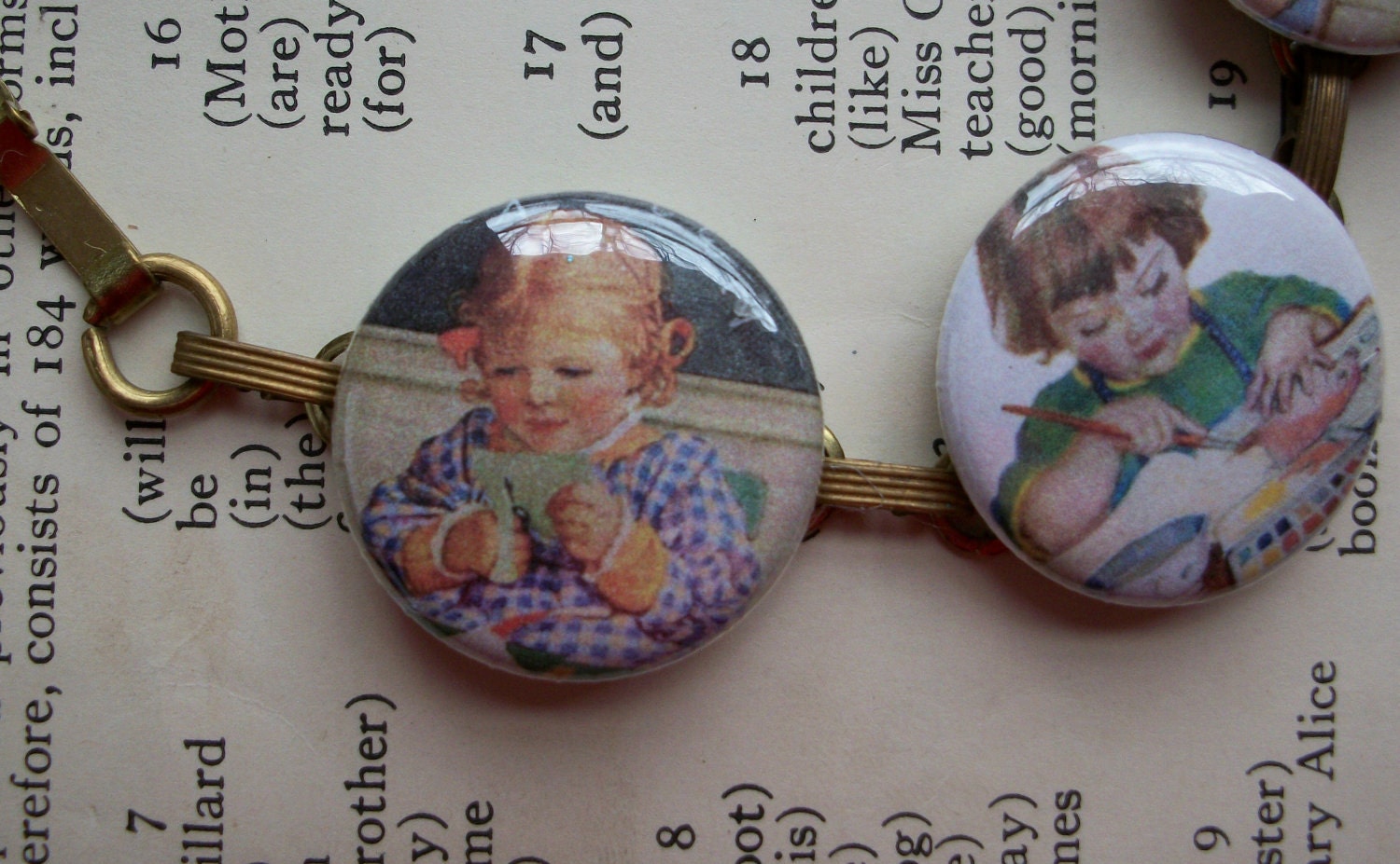 Vintage School Days Button Bracelet