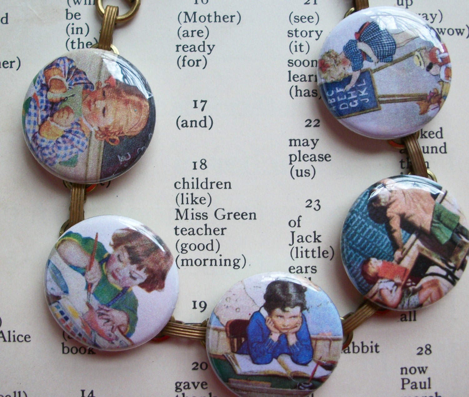 Vintage School Days Button Bracelet