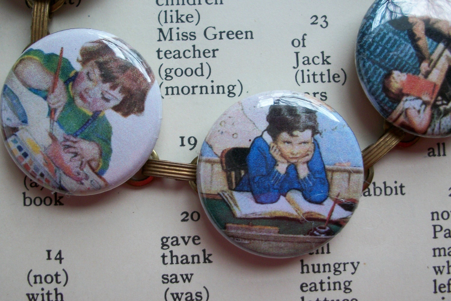 Vintage School Days Button Bracelet