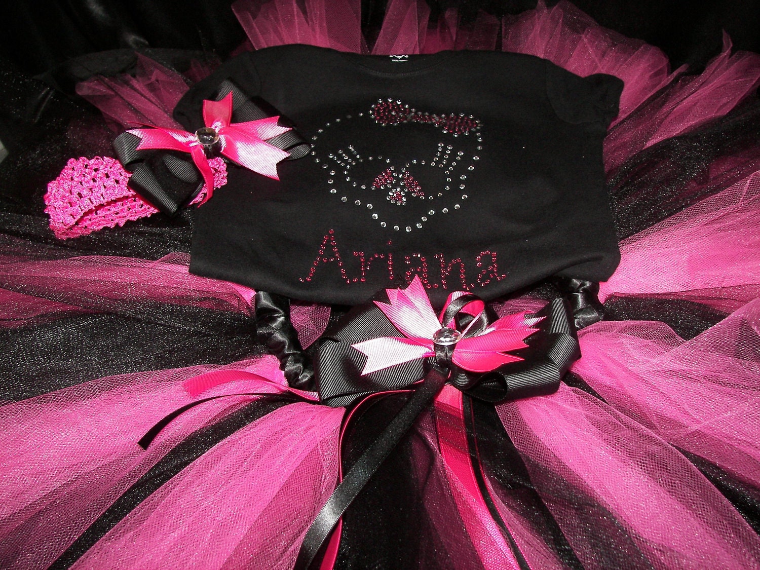 Hot Pink and Black Monster High Inspired Bling Tutu Set--Sparkle and Bling
