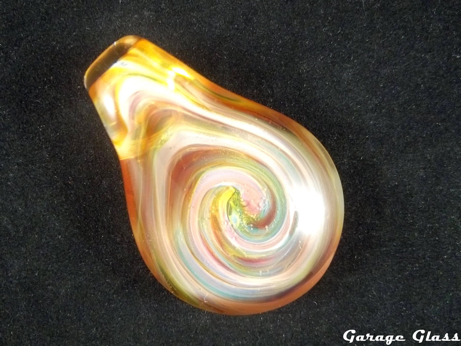 Glass Pendant Bead - Pink and Bronze Swirl