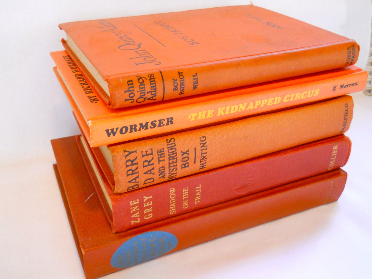 Vintage Tangerine Decorative book stack- thebotanicalbee