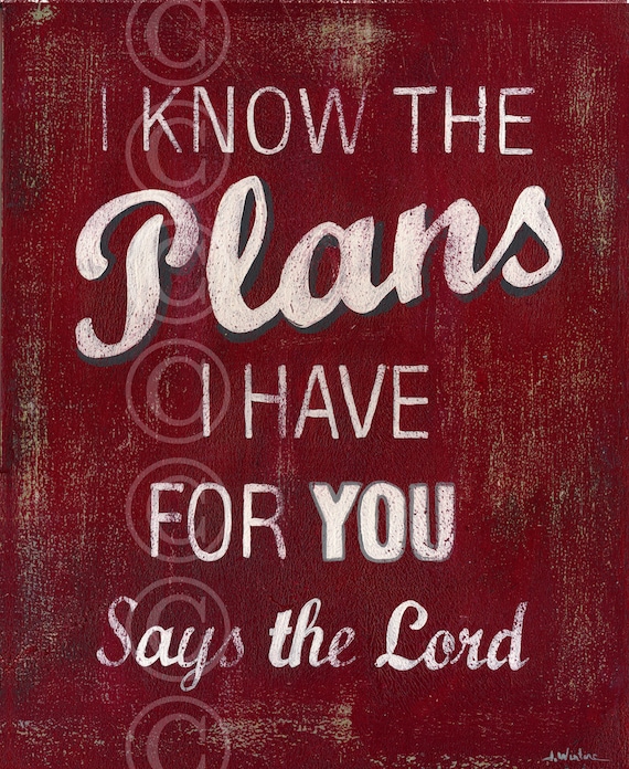 I Know The Plans I Have For You Says The Lord - Red Retro Style Word Art