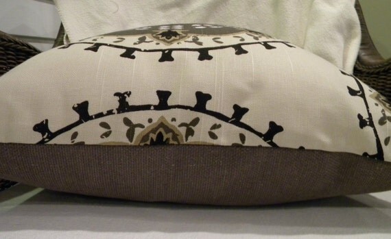 Designer Decorative Pillow Cover - Medallions -  Dwell Studio for Robert Allen - Brown - Toffee - 18" Square