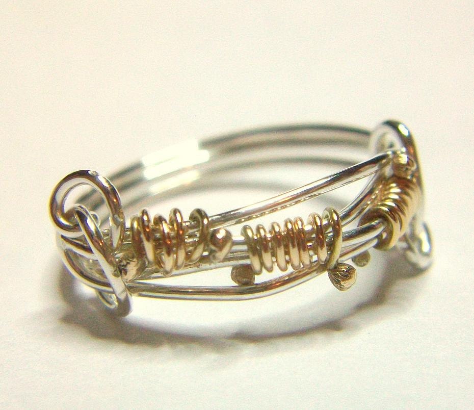 Gold Ball Love Knot Friendship Ring Sterling Silver 14K Yellow Gold