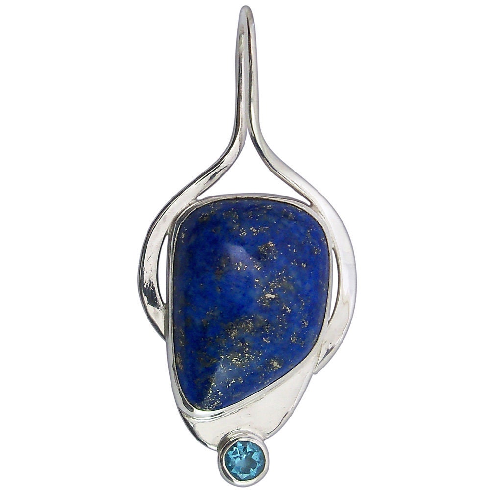 Lapis Lazuli and Blue Topaz Pendant set in Sterling Silver,  plpsj1962