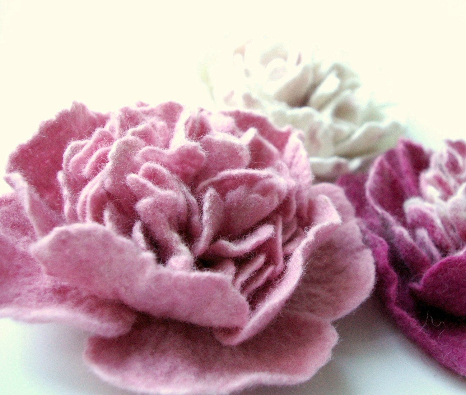 easter SALE / felted flower brooch  PINK PEONY  / ready to ship