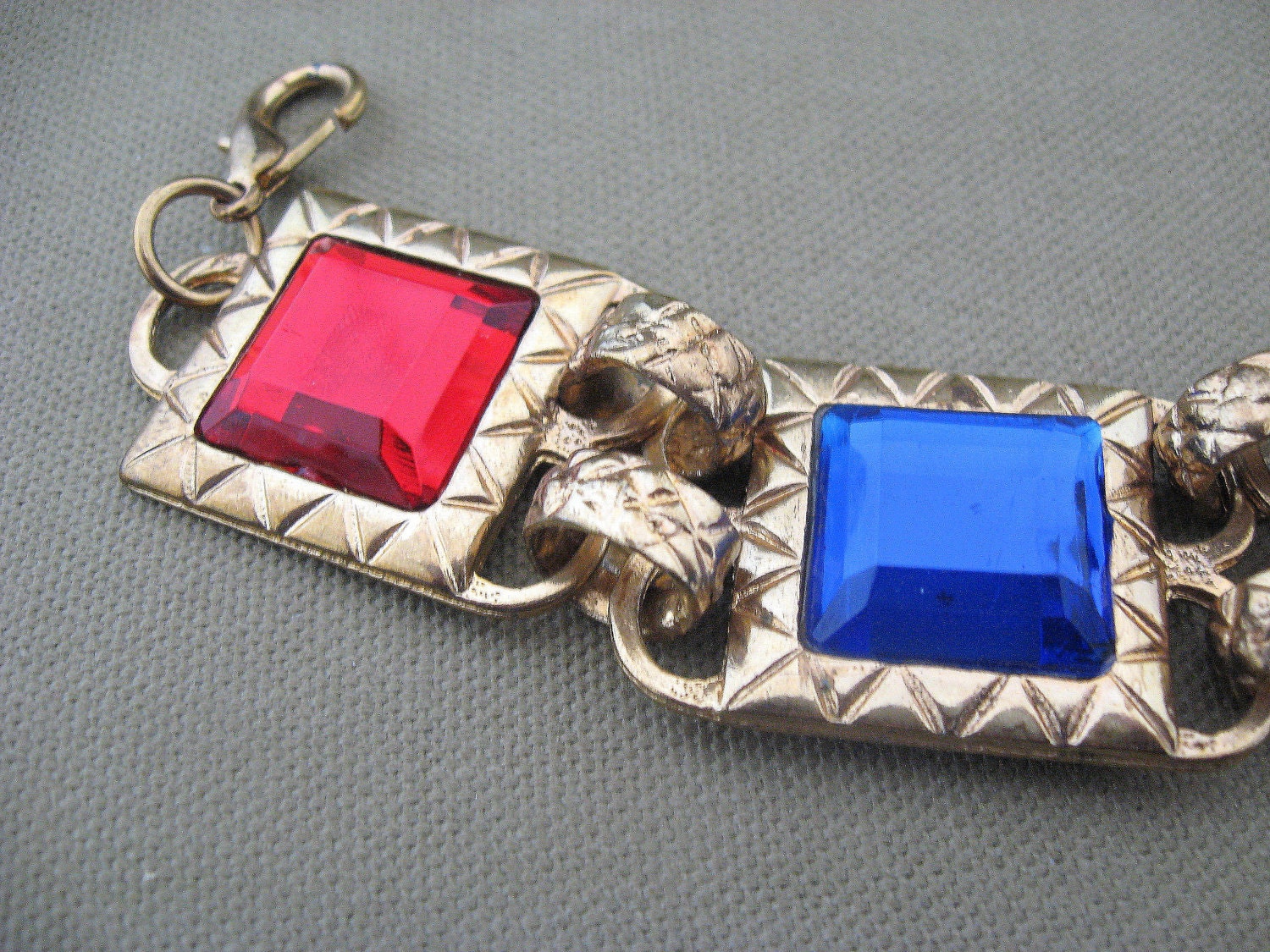 Vintage Multi Color Mirror Glass Chunky Bracelet