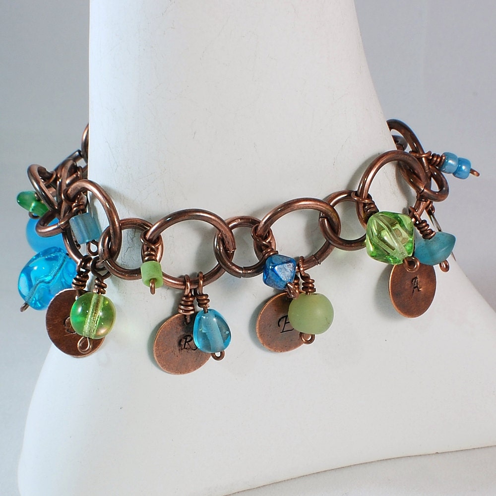 Copper Charm Bracelet, Copper Bracelet, Inspiration Bracelet, Word Dream Bracelet