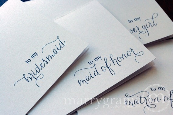 To My Bridesmaid Maid of Honor Wedding party Wedding Thank You Cards