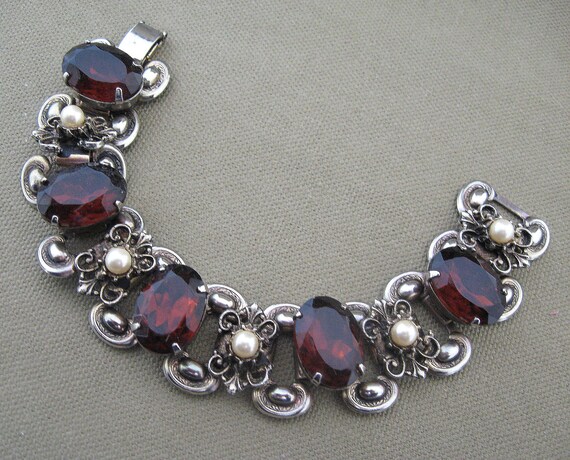 Chunky Vintage Rhinestone Bracelet Autumn Umber Color