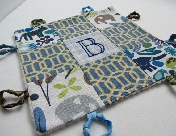 Baby Boy Lovey with Custom Hand Embroidery and Knotties by Dolce Dreams