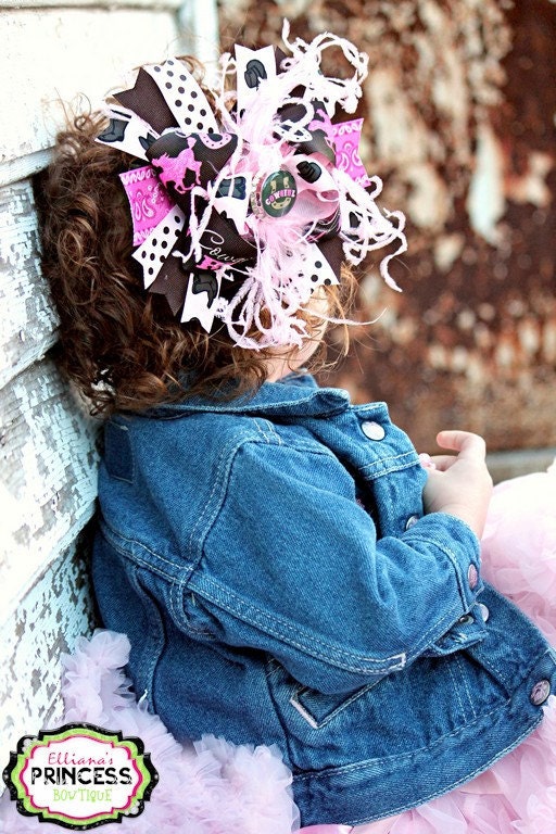 Crazy Cowgirl Over The Top Hair Bow-over, top, hair, bow, head