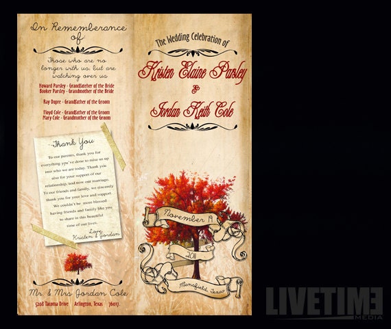 Fall Themed Wedding Program
