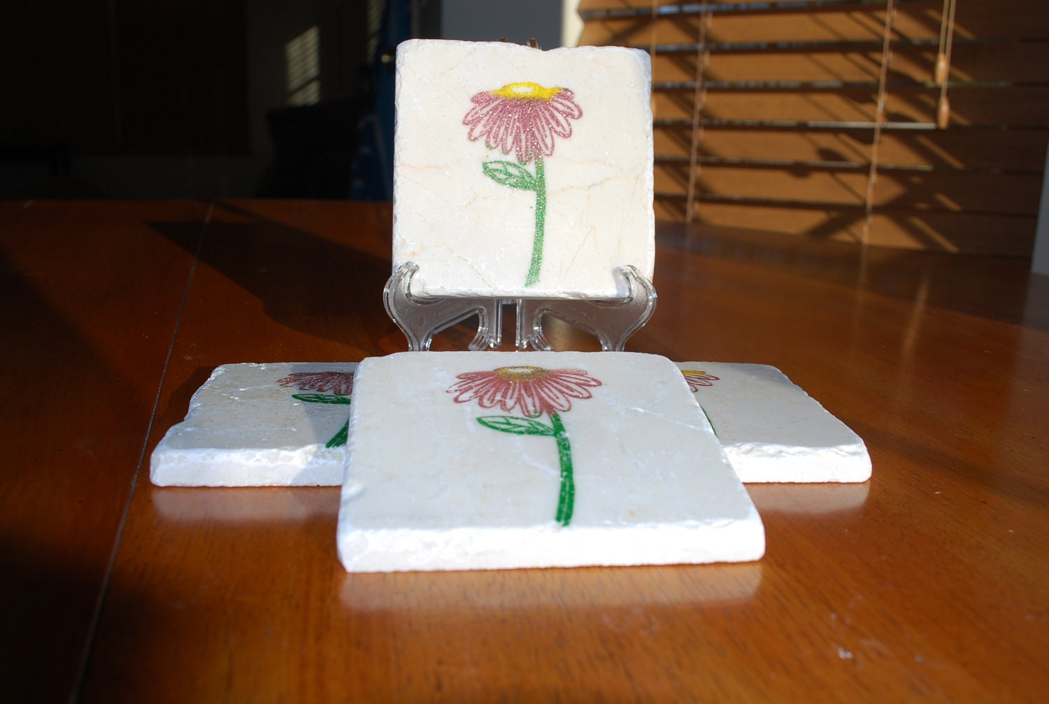 Natural Stone Echinacea Drink Coasters