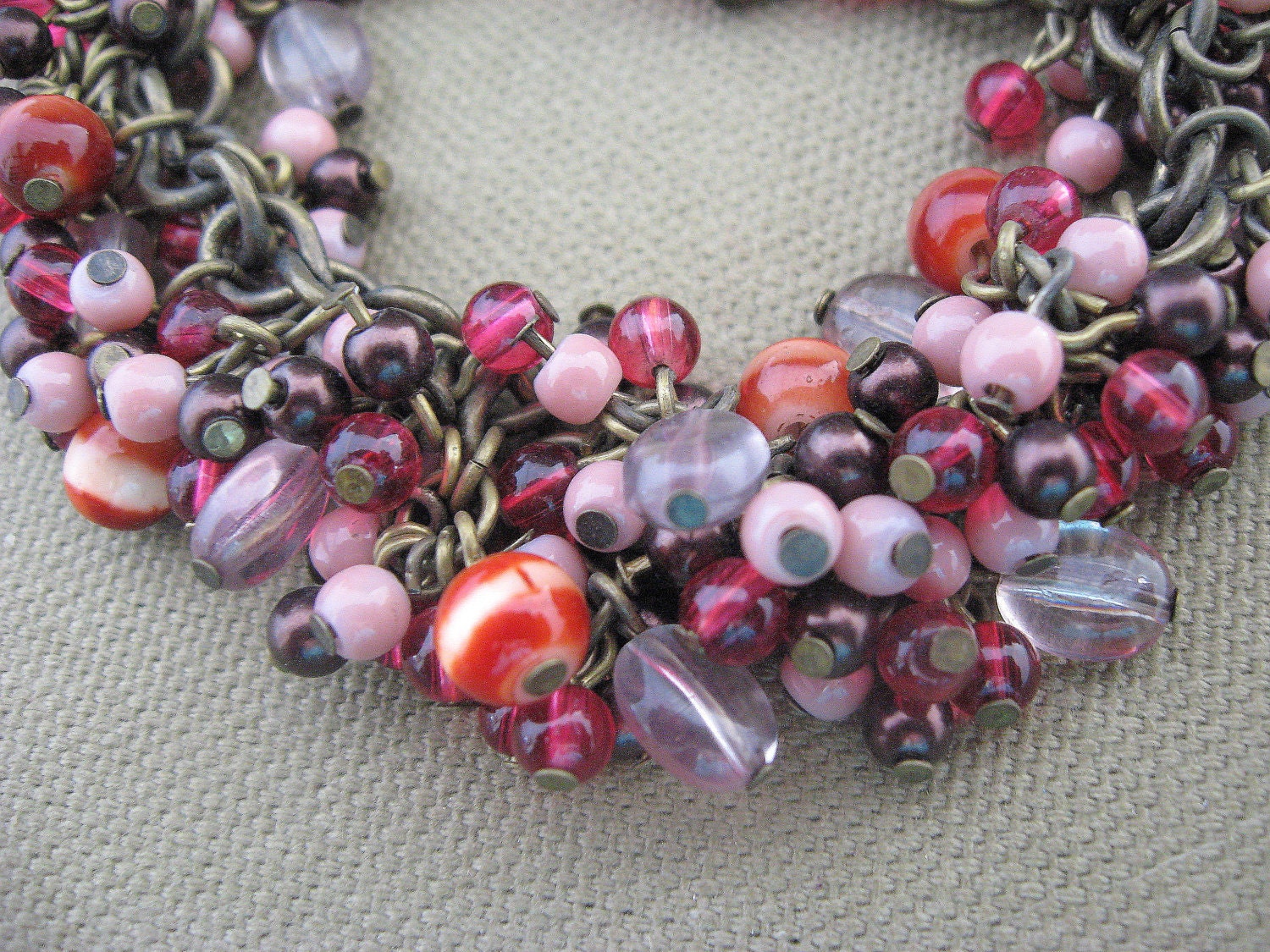 Clustered Bead Vintage Bracelet Dainty Pinks Rose