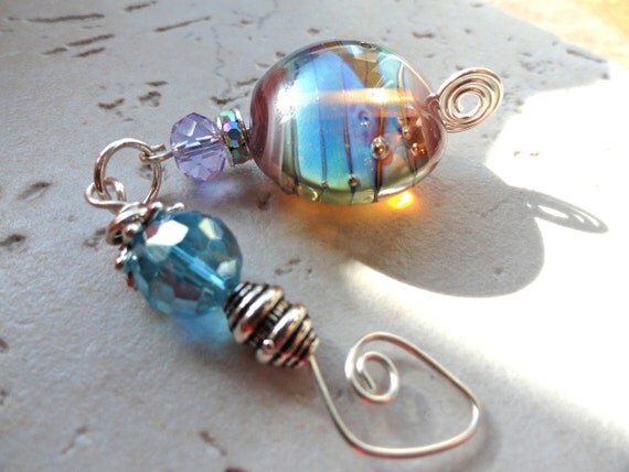 Amber & Blue Astral Lampwork Pendant