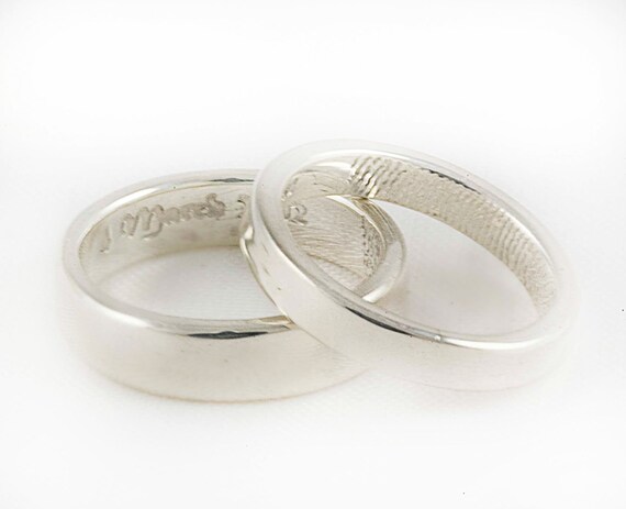 set of 214k white gold fingerprint wedding bands 160000 katyjane