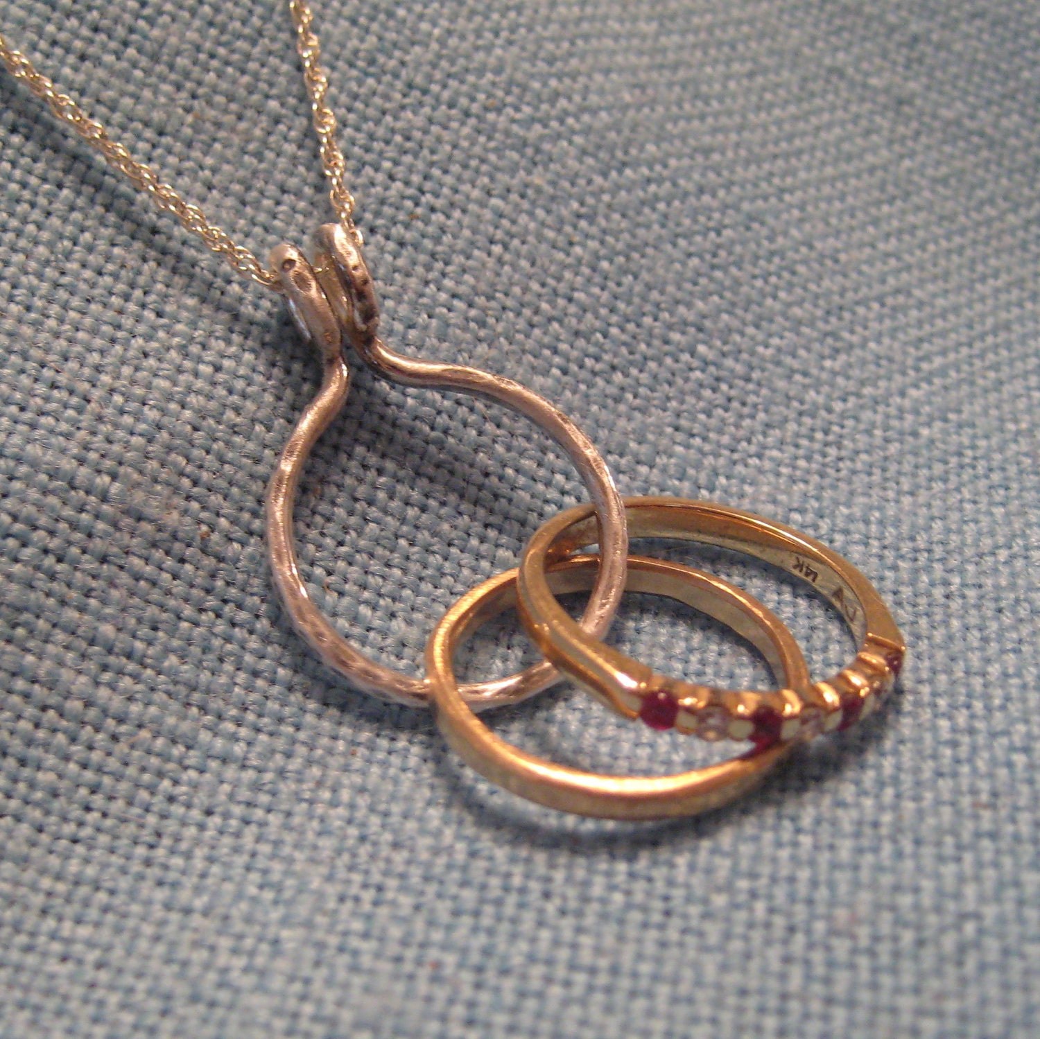 Ring Holder Necklace Silver Wedding Ring Holder Small Round Circle Charm Holder Pendant JJDLJewelryArt