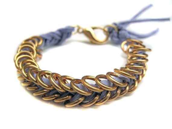lilac fishtail braided leather bracelet