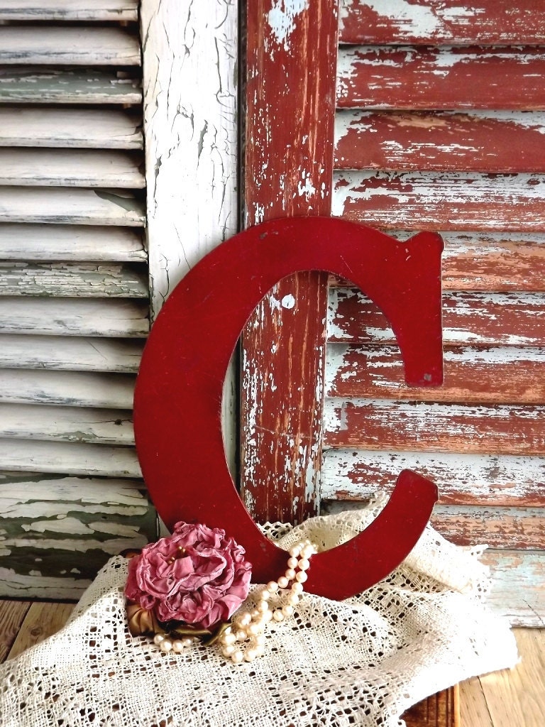 Letter C Initial C Vintage Metal Sign by avintageobsession on etsy