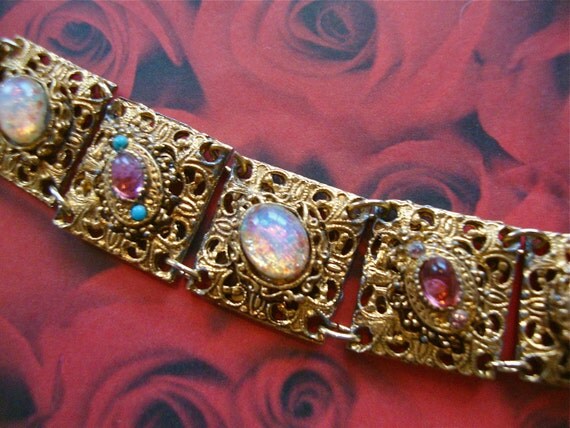 Confetti Opal Art Glass Link Bracelet