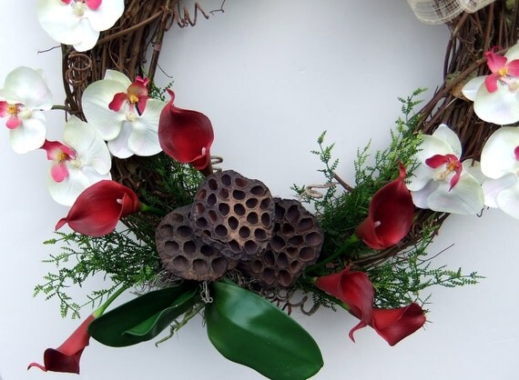 Orchids and Cala Lily Wreath