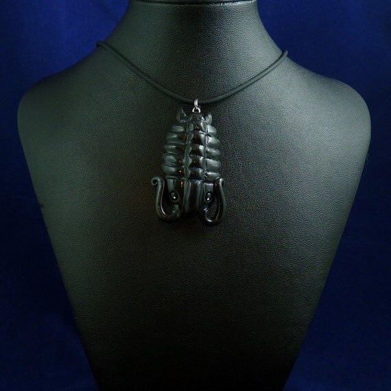 Black Trilobite Necklace- Handmade Fossil Inspired Jewelry