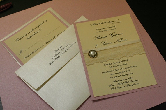 Vintage Wedding Invitation French Wedding Invitation and Response Card Set