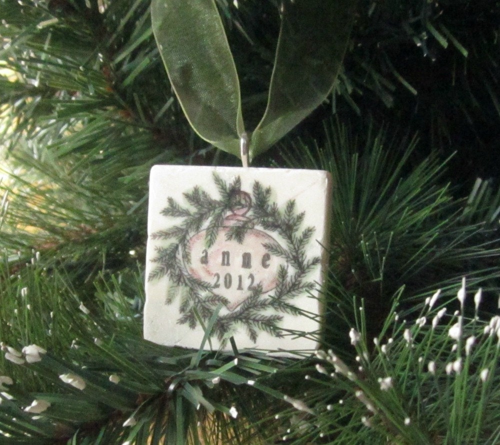 Personalized Pine Bough Christmas Ornament including Gift Box