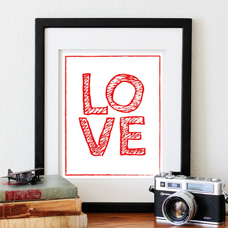 LOVE digital print, Valentine's 8X10 DIY printable-choose your own color