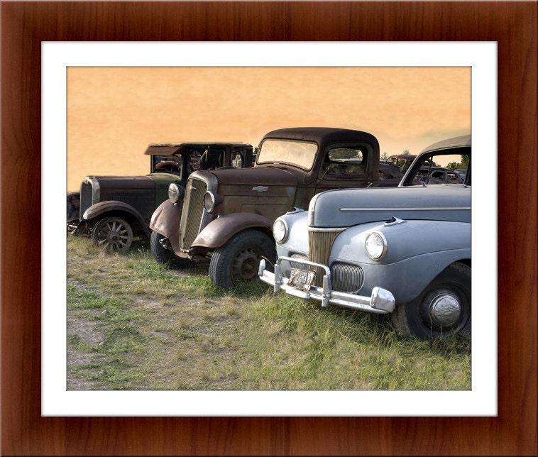 Antique Car and Trucks at Dawn Photograph - 8 x 10