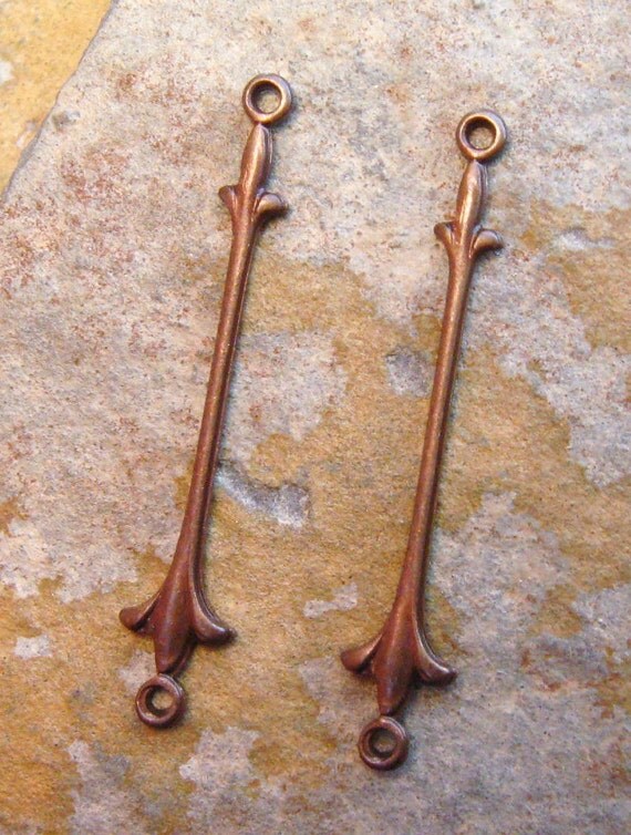4 Fleur de Lis Connectors 15mmx27mm Trinity Vintage Patina - Trinity Brass Co. LOW SHIPPING