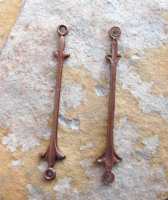 4 Fleur de Lis Connectors 15mmx27mm Trinity Vintage Patina - Trinity Brass Co. LOW SHIPPING