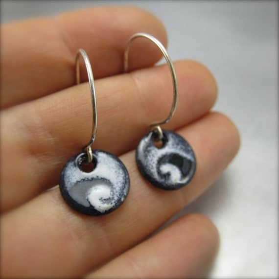 Round Enameled Wave Earrings by Beth Millner Round Enameled Wave Earrings by Beth Millner