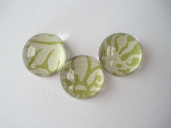 Spring Green Bubble Magnets, Office Magnet Set, Acrylic Cabochons, Green Swirls - Teacher Gift