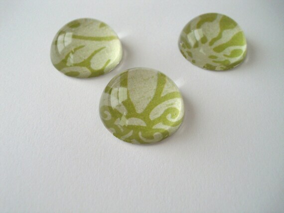 Spring Green Bubble Magnets, Office Magnet Set, Acrylic Cabochons, Green Swirls - Teacher Gift