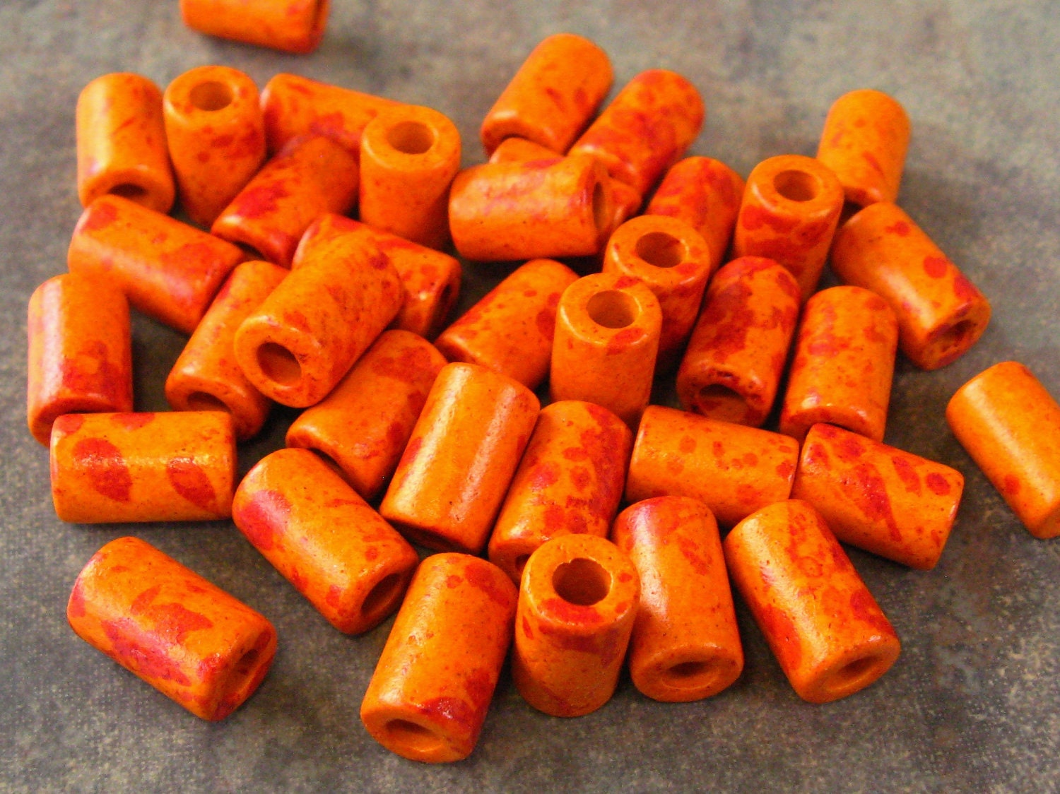 Mykonos Greek Ceramic TANG Small Tube 6x10mm Beads - 10