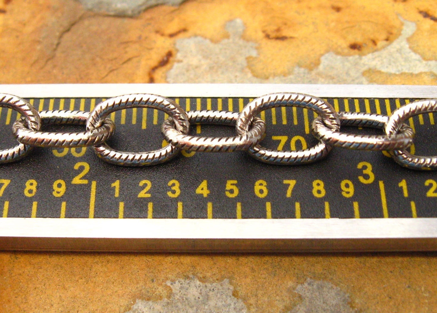 1 ft. Trinity Brass Antique Silver Large Etched Cable Chain 9.5mm - LOW SHIPPING