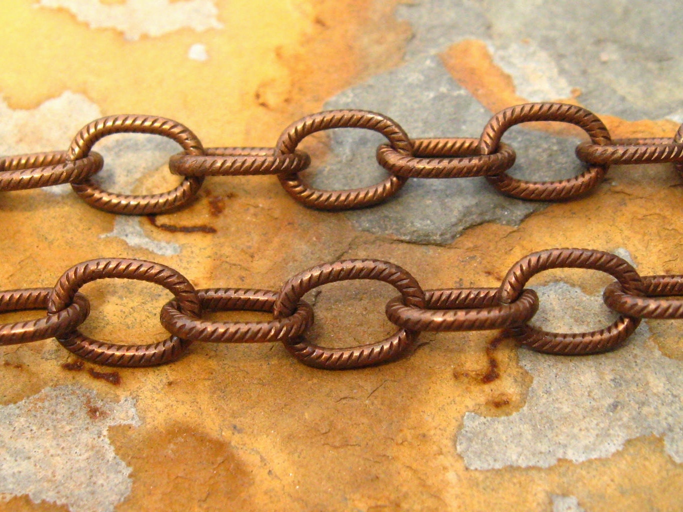 3 ft. Large Etched Cable Chain 9.5mm Trinity Vintage Patina - Trinity Brass Co.  LOW SHIPPING