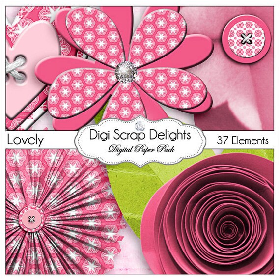 pink digital scrapbook kit