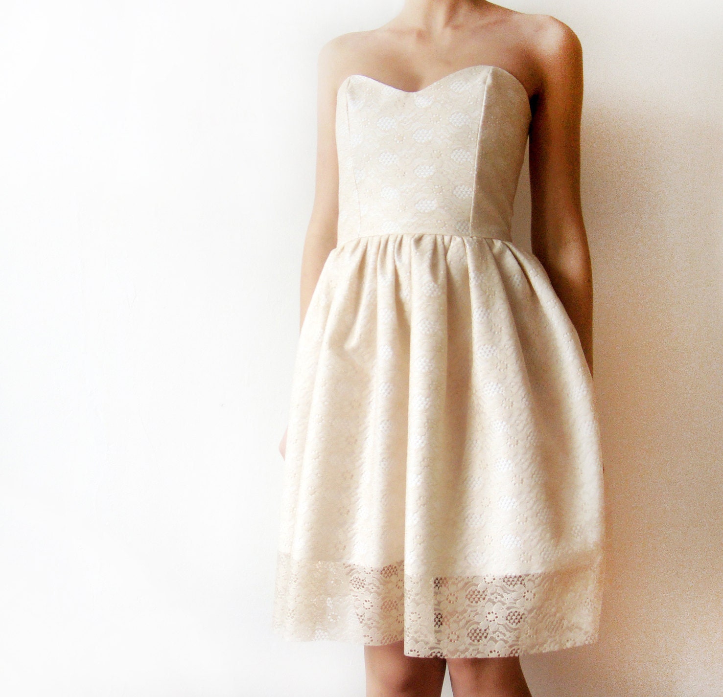 Ivory Dream Beige Ivory White Lace Dress Cotton bridesmaid dress 