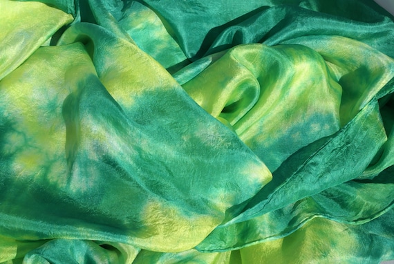 Green and Yellow Silk Belly Dance Veil