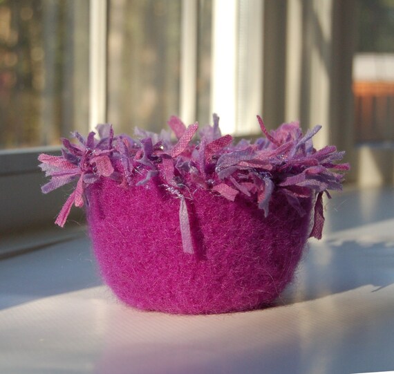 violet fizz felted wool bowl amethyst purple