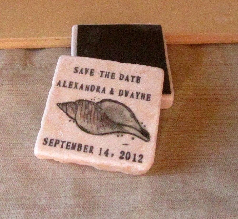 Seashell Wedding Favors, Save the Date Magnets, Set of 25